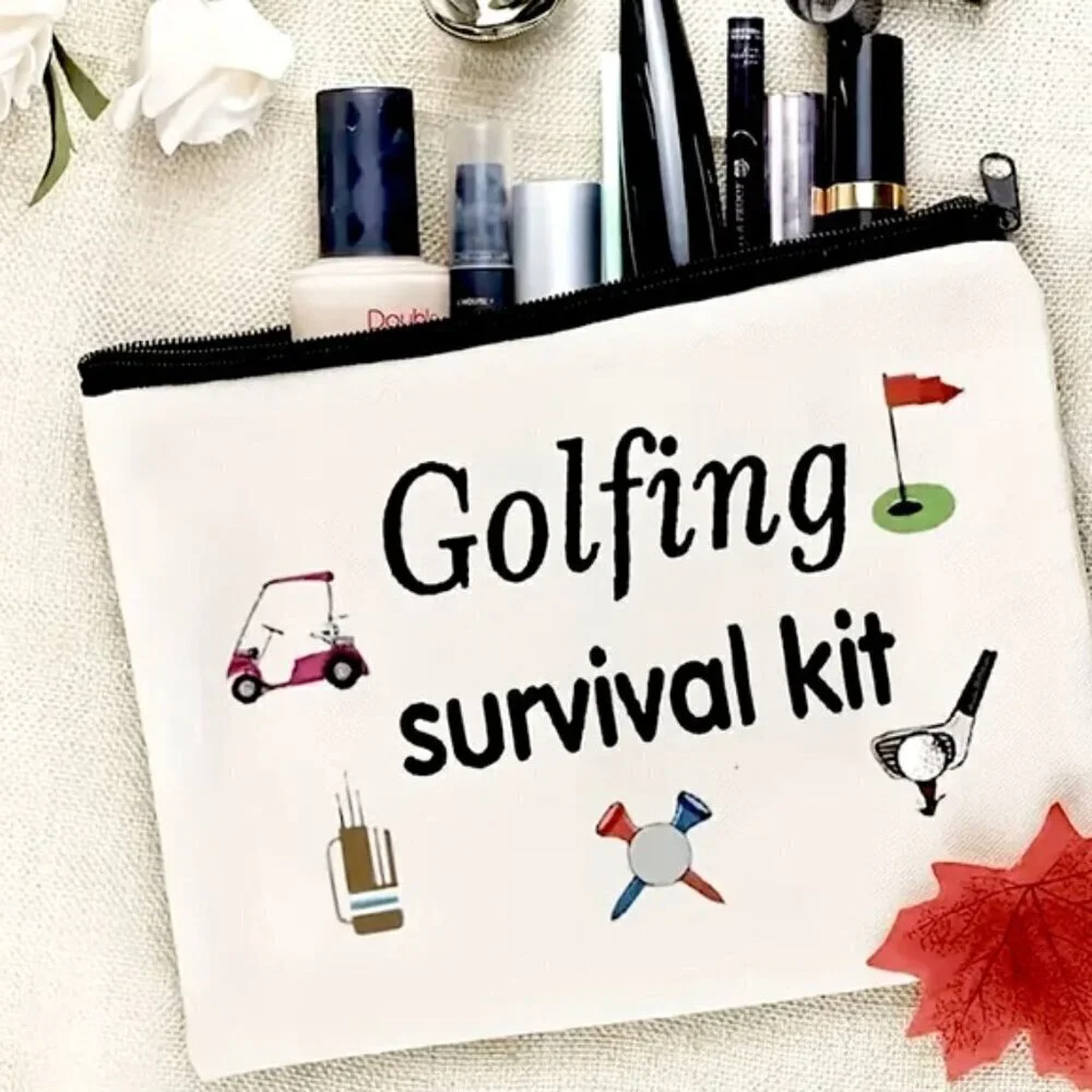 Golf Survival Kit Multipurpose Storage Bag Cosmetic Tee’s Pencil Scorecard White
